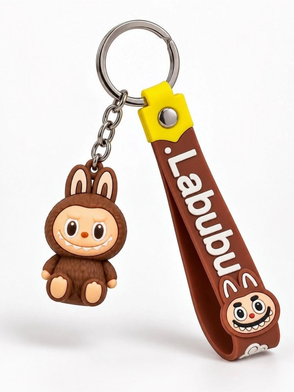 LABUBU INSPIRED KEYCHAIN BAG CHARM BROWN
